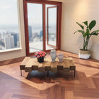 Table basse en bois massif de style nordique, conçue de manière créative pour un salon simple et élégant.