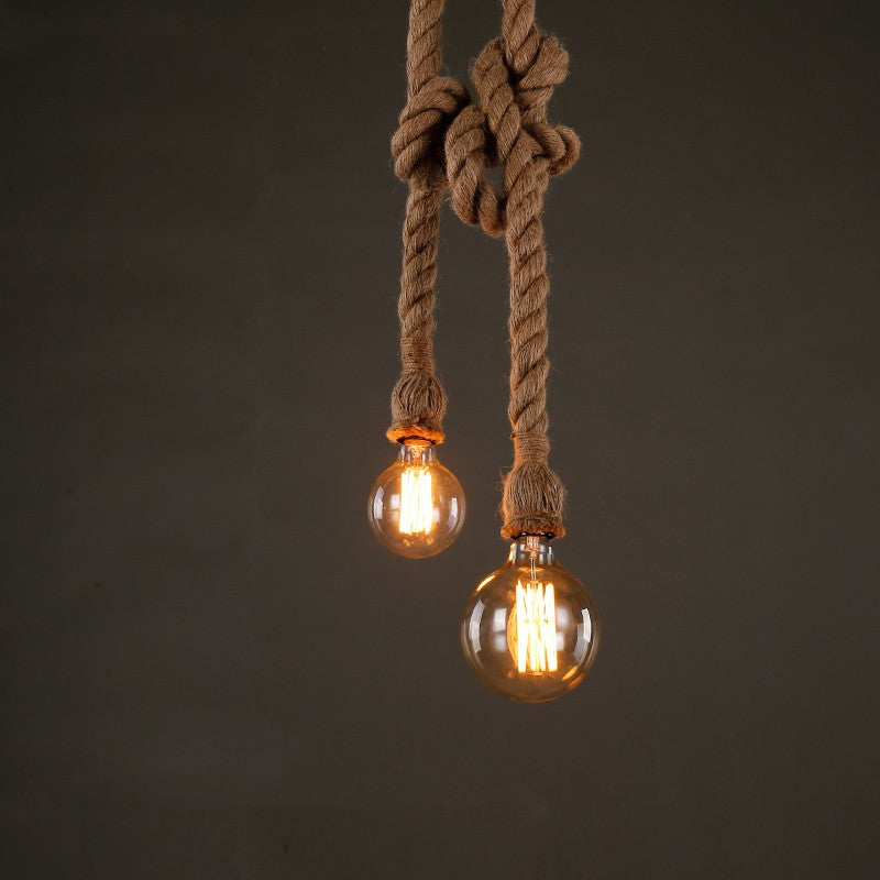 Lustre en corde de chanvre de style industriel vintage
