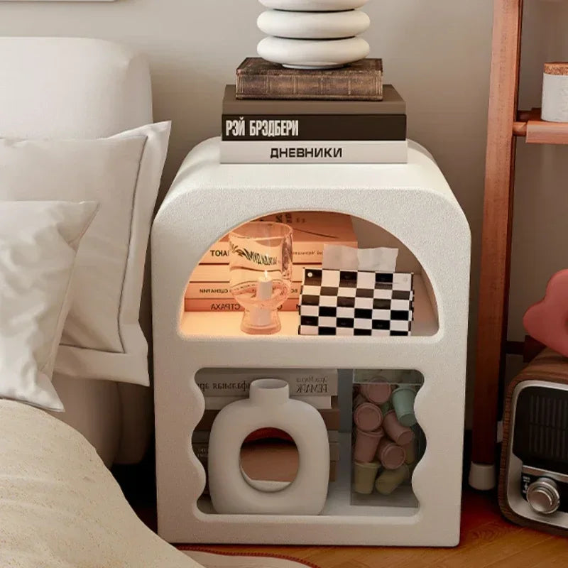 Modern White Wood Bedside Table 