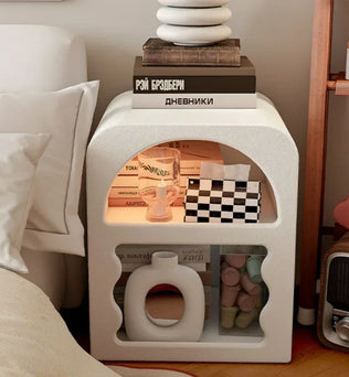 Modern White Wood Bedside Table 