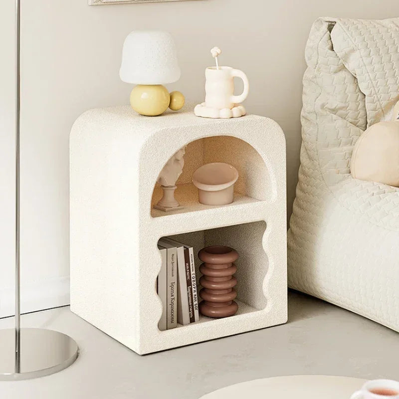 Modern White Wood Bedside Table 