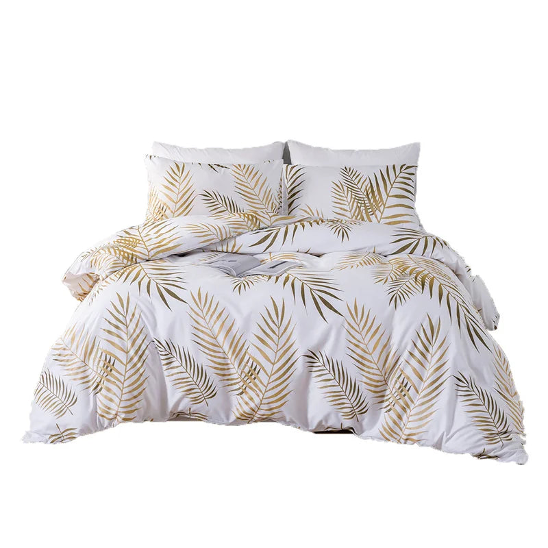 Ensemble de Housse de Couette Moderne à Imprimé Doré - Style Moderne