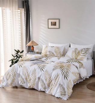 Ensemble de Housse de Couette Moderne à Imprimé Doré - Style Moderne