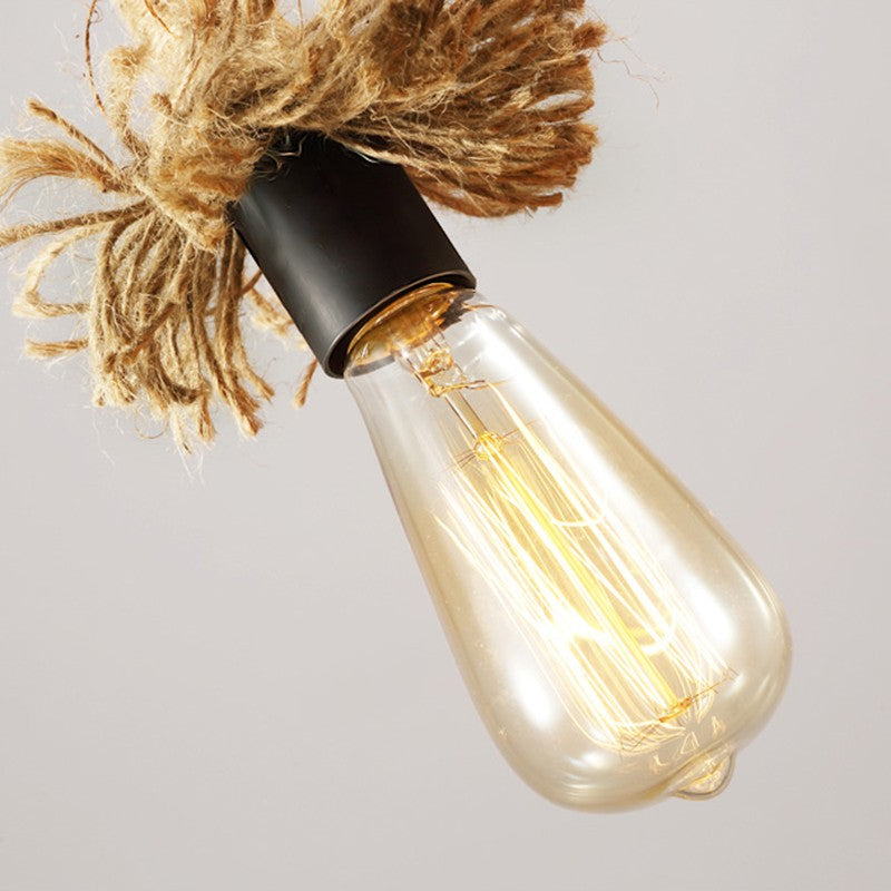 Lustre en corde de chanvre de style industriel vintage